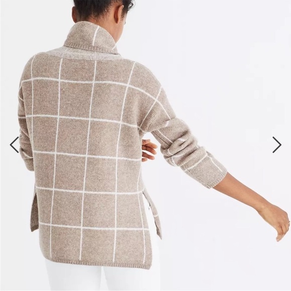 Madewell Windowpane Women’s Turtleneck Sweater Tan Size XL - Picture 2 of 10